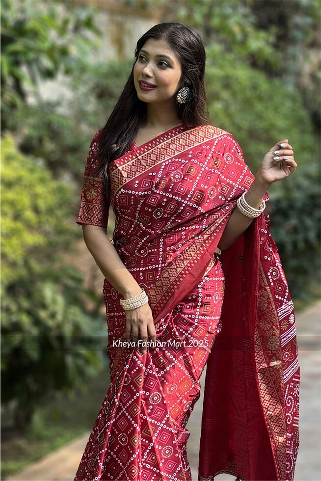 প্রিমিয়াম সপ্ট সিল্ক শাড়ী + ম্যাচিং ব্লাউজ পিচ