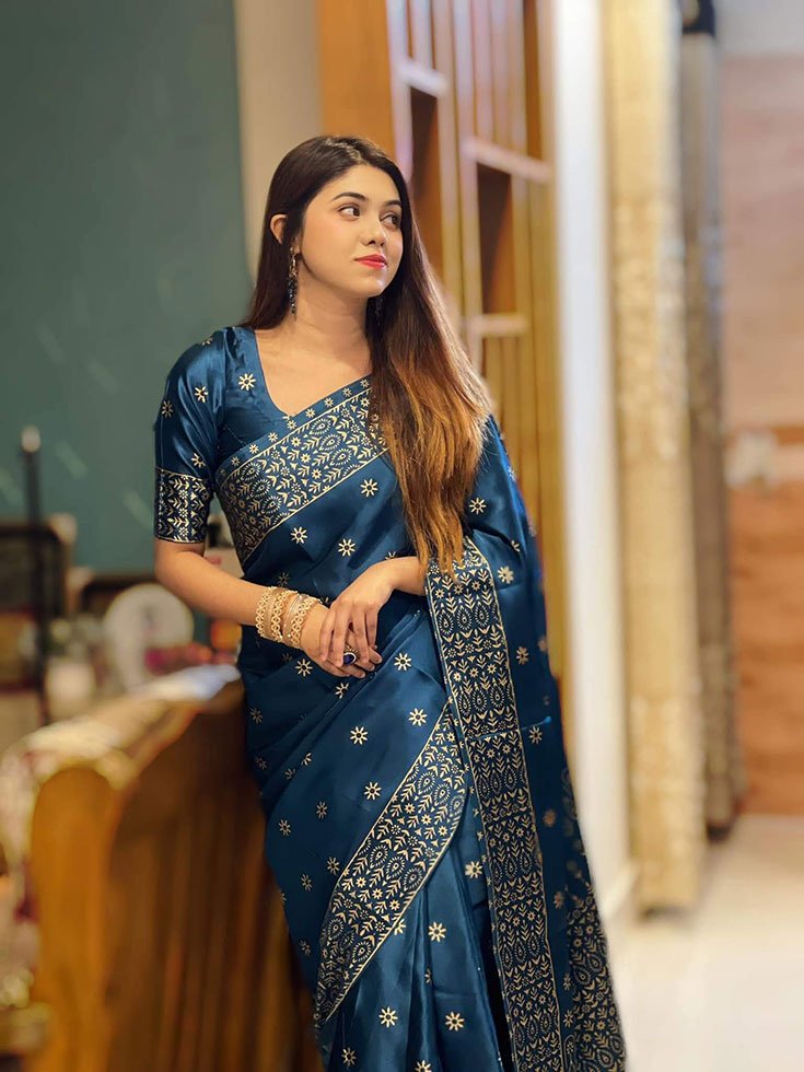 প্রিমিয়াম বধুয়া বেনারসি জাপানি সিল্কের শাড়ী + ম্যাচিং ব্লাউজ পিচ